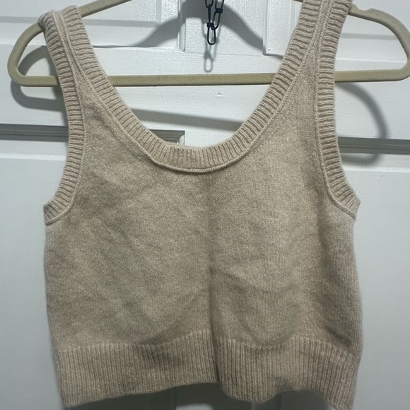 Madewell x DONNI Cashmere Merino Sweater vest in crop top cream size Small NWOT - Picture 3 of 8